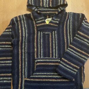 Iguana Jack Sweater Large Navy Blue Yellow Orange Vintage